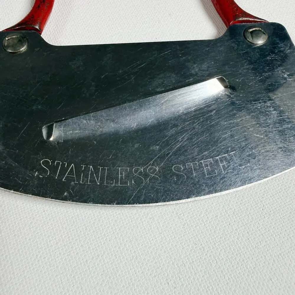 Vintage Stainless Steel Chopper/ Mezzaluna Dual-blade Slicer Cast Iron Handle